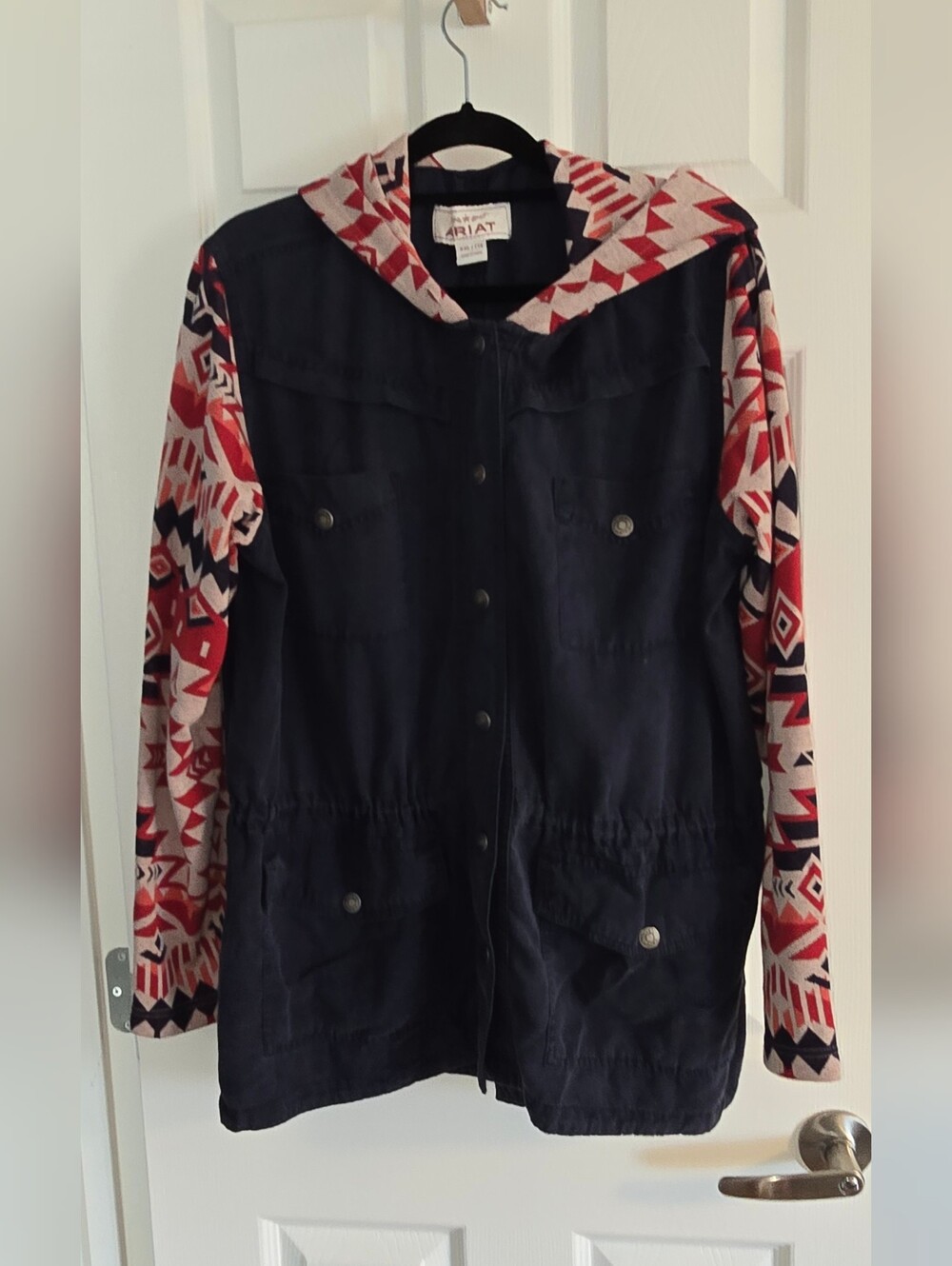 Ariat Jacket Women XL Tencel Snap Hoodie Shirt Jacket Aztec Print Casual